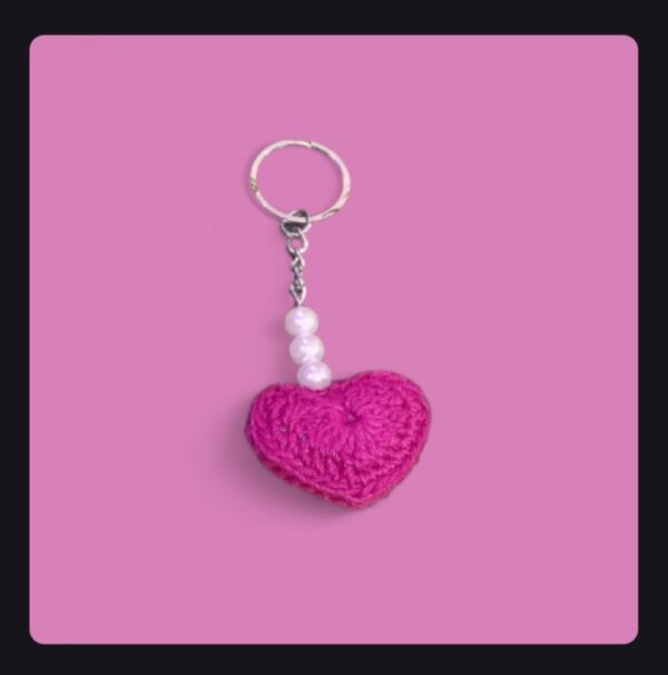 Crochet heart keychain