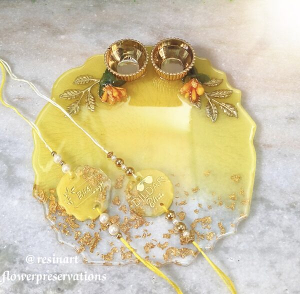 Resin Tilak Thali with 2 Rakhis Combo for Rakshabandhan