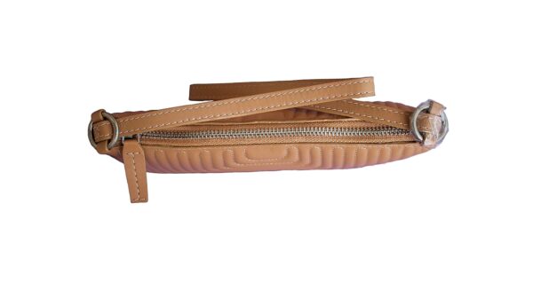 Zipper Sling HandBag - Tan - Image 5