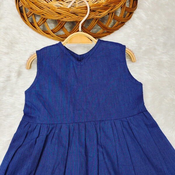 BLUE COTTON KHADI FROCK - Image 3