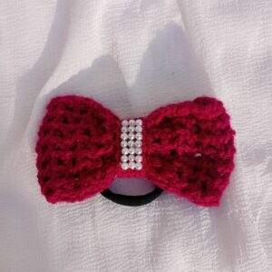 Crochet bow hair tie