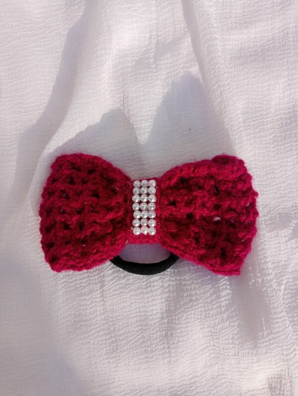 Crochet bow hair tie