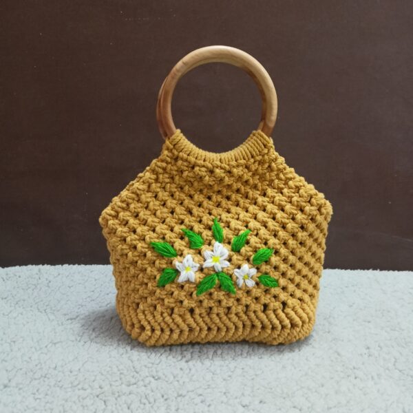 Handbag - wooden handle mustard