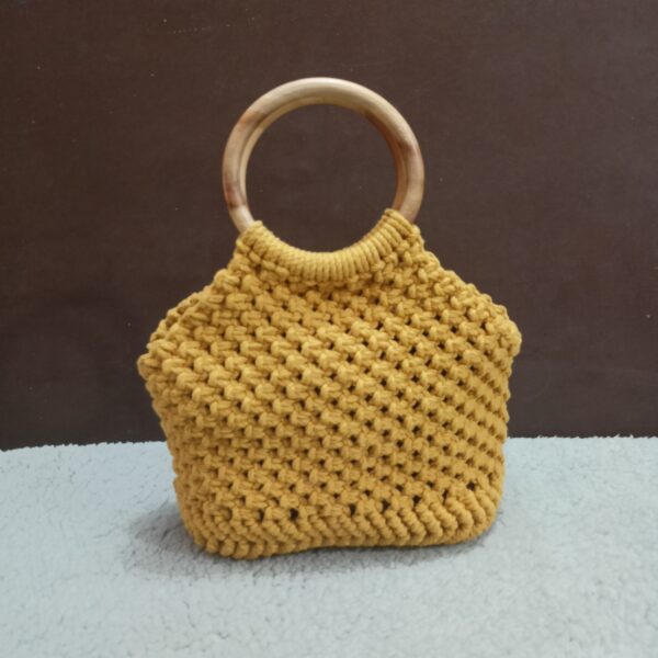 Handbag - wooden handle mustard - Image 3