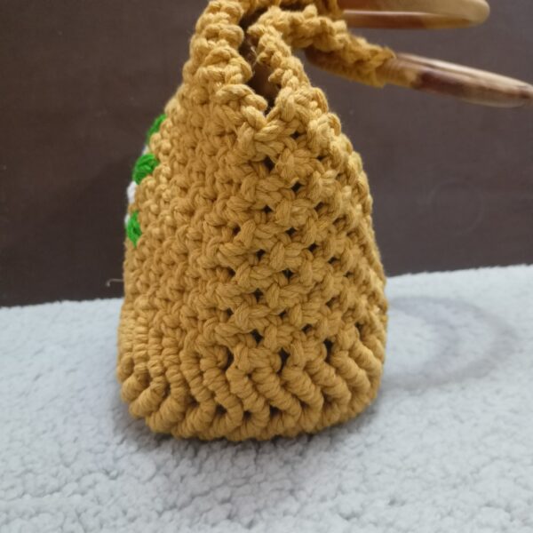 Handbag - wooden handle mustard - Image 4