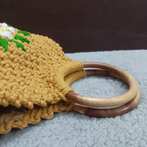 Handbag - wooden handle mustard - Image 6