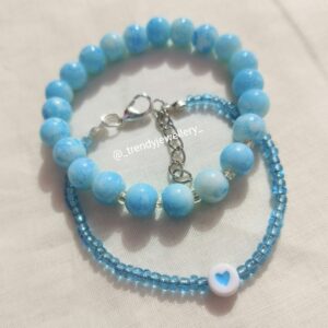 Set of 2 Sky Blue Beaded Bracelets
