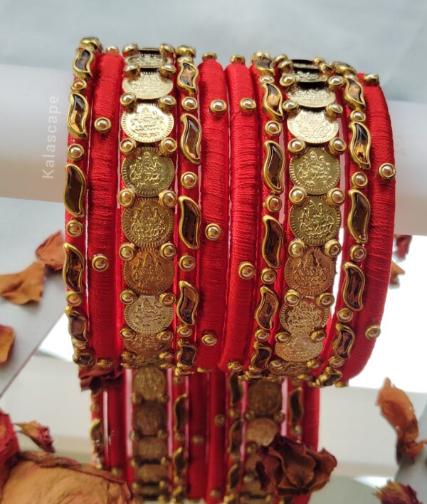 Lakshmi coin thread bangle set