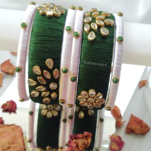 Silk Thread Bangle set - Green