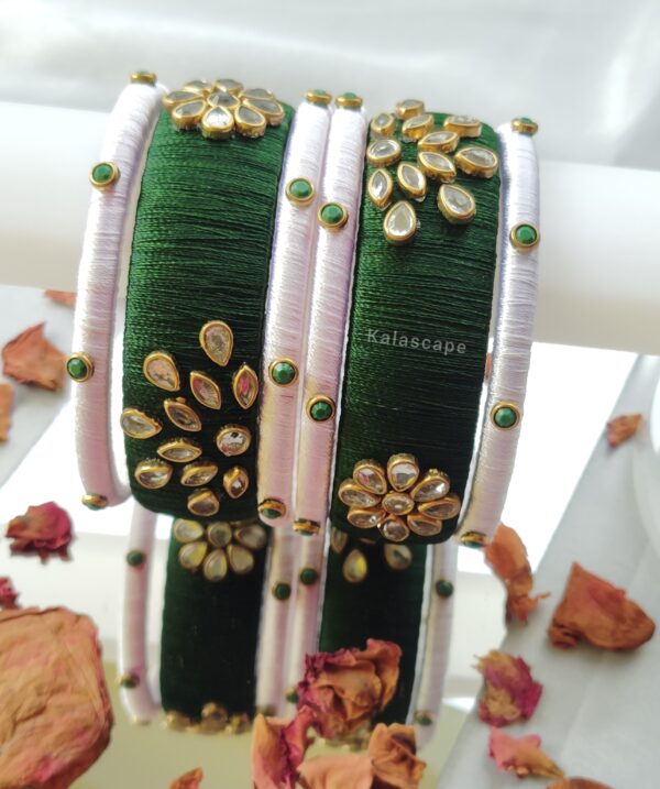 Silk Thread Bangle set - Green