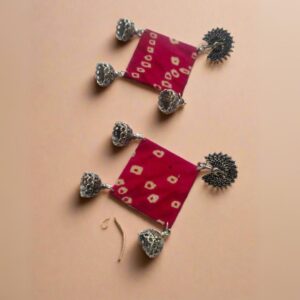 Pink Bandhani Jhumka