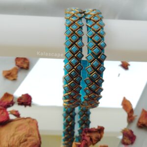 Blue Kundan bangles