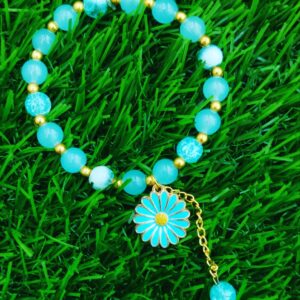 Blue Daisy Charm bracelet with Hangings