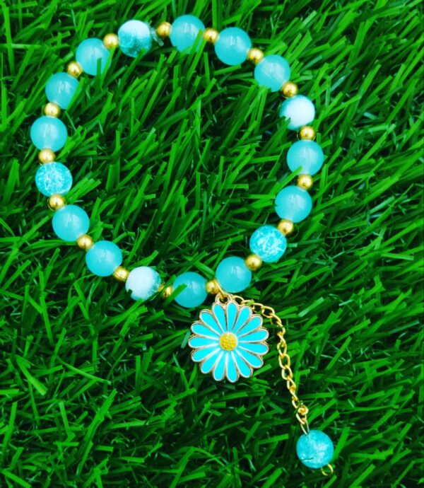 Blue Daisy Charm bracelet with Hangings