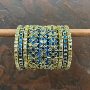 Blue Kundan Bangle set