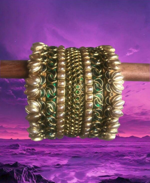 Green Kundan Bangles