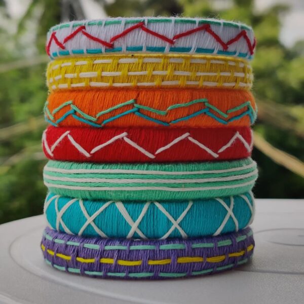 Beautiful Embroidery work thread bangles set