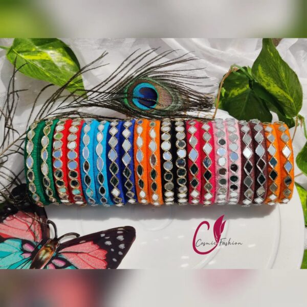 Mirror work cotton thread bangles