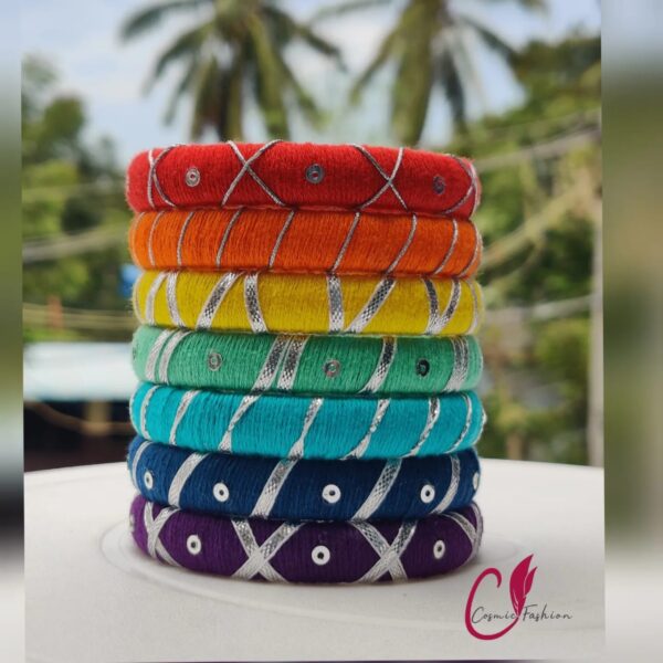 Rainbow Thread bangles with gota patti for Women