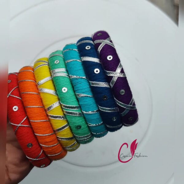 Rainbow Thread bangles with gota patti for Women - Image 3
