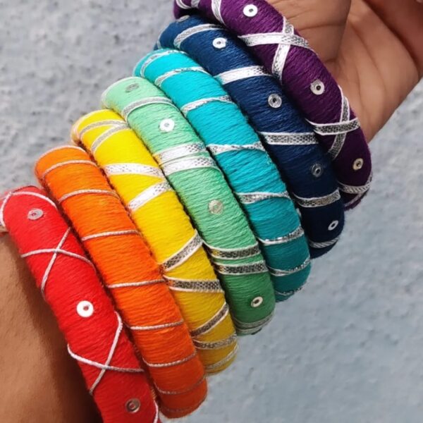 Rainbow Thread bangles with gota patti for Women - Image 2