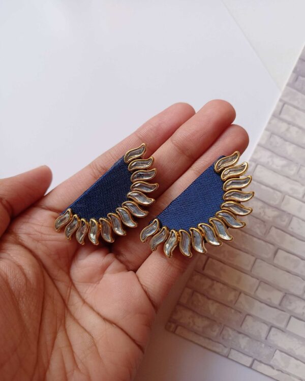 Rainvas blue semi circular sun inspired studs earrings - Image 2