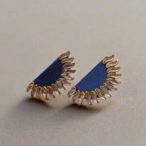 Rainvas blue semi circular sun inspired studs earrings