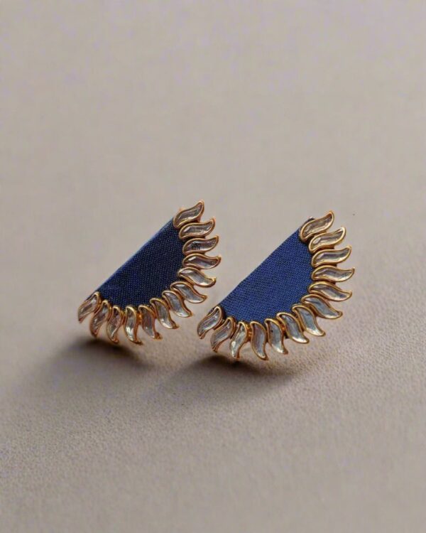 Rainvas blue semi circular sun inspired studs earrings