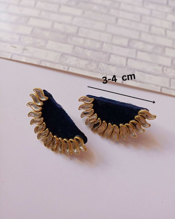 Rainvas blue semi circular sun inspired studs earrings - Image 4