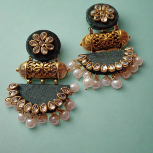 Green kundan pearls jhumka