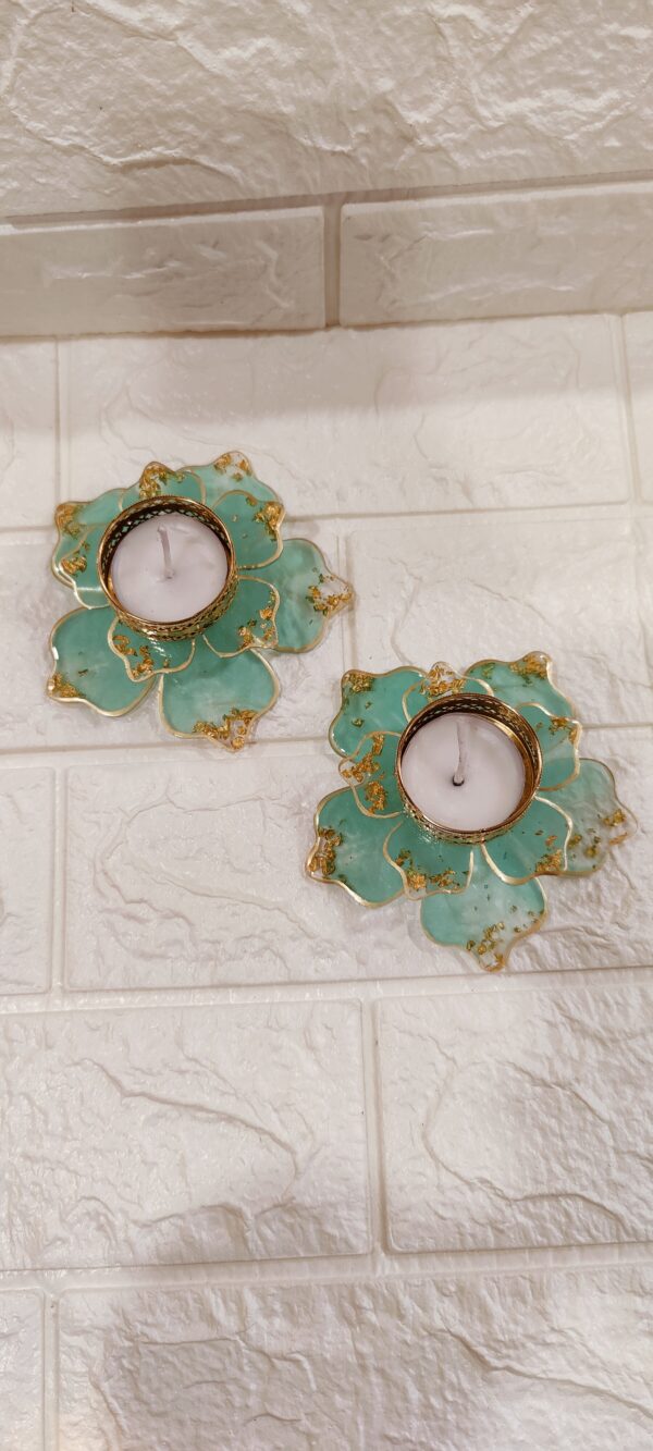 Beautiful Resin Flower Diya - Handcrafted Home Decor