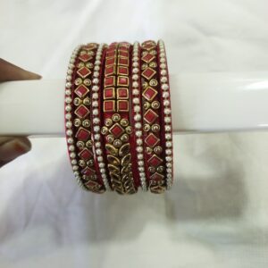 Beautiful red colour silk thread bangles