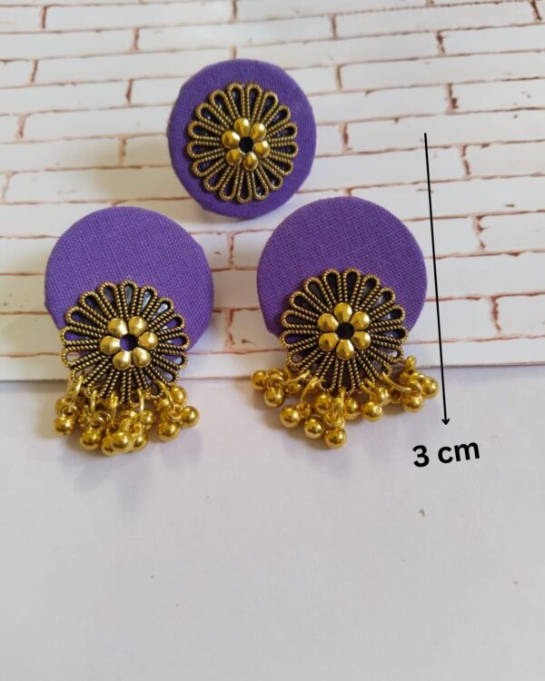 Rainvas purple golden round studs earrings with adjustable ring set - Image 4
