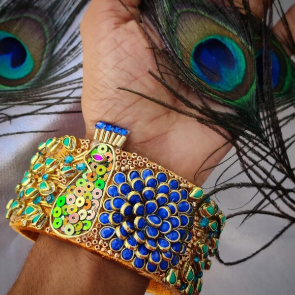 Kada in Golden Color with Peacock Meenakari Design