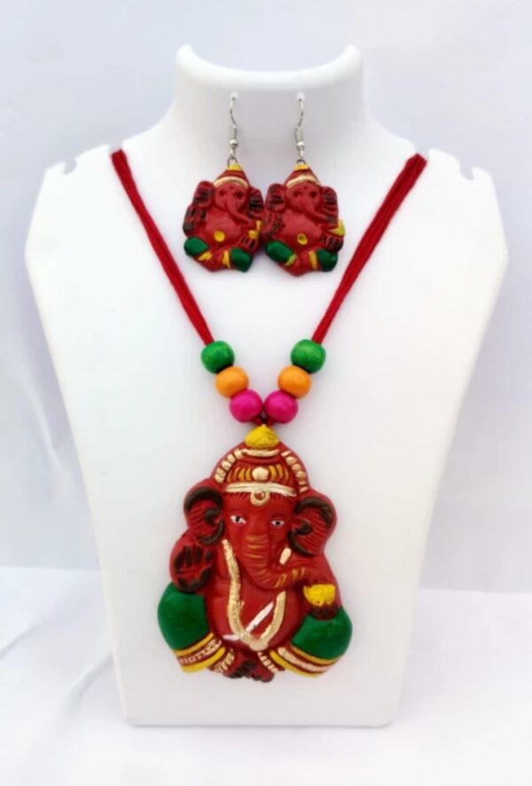 Red Ganesha Terracotta Jewelry - Image 2
