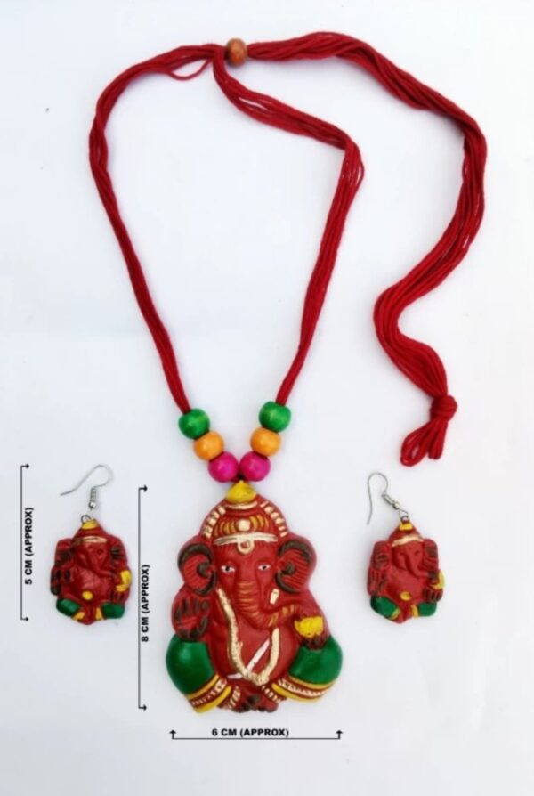 Red Ganesha Terracotta Jewelry - Image 3