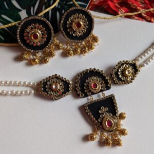 Black fabric neckpiece