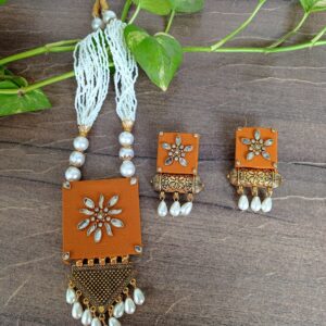 yellow fabric necklace