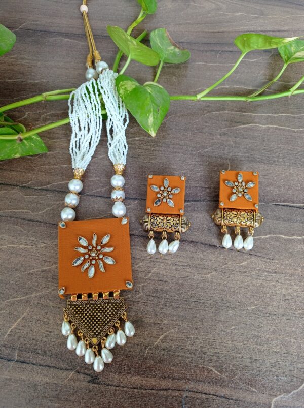yellow fabric necklace