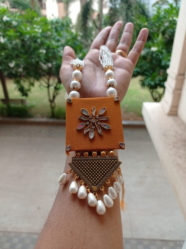 yellow fabric necklace