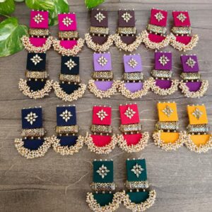 square fabric earrings