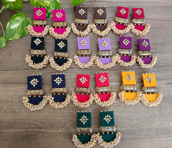 square fabric earrings