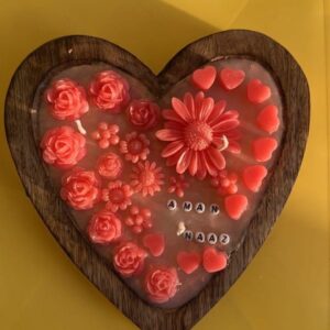 wooden heart candle