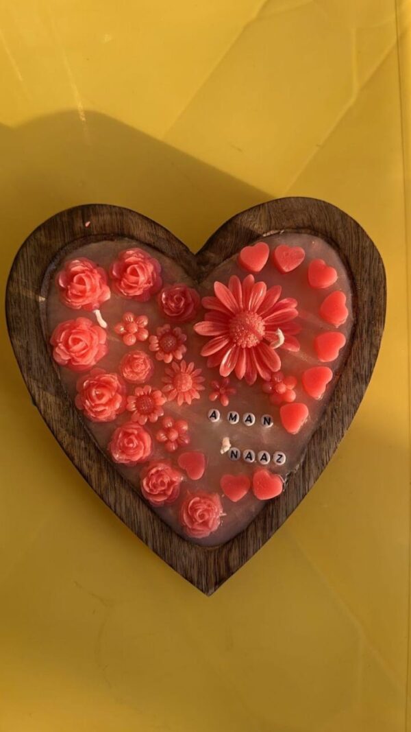 wooden heart candle