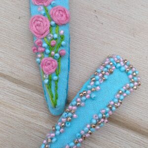 sky bloom embroidered hair pins