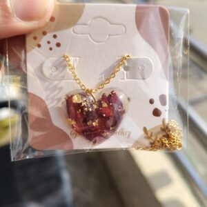 Resin rose preserved pendant