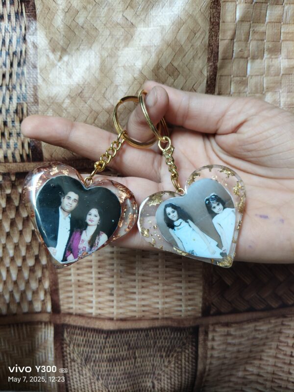 Resin heart dual side photo keychain (combo) - Image 2