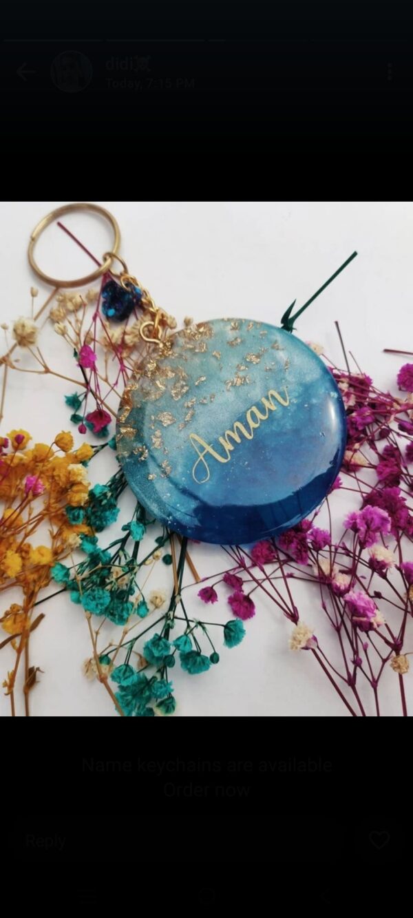 Resin name keychain