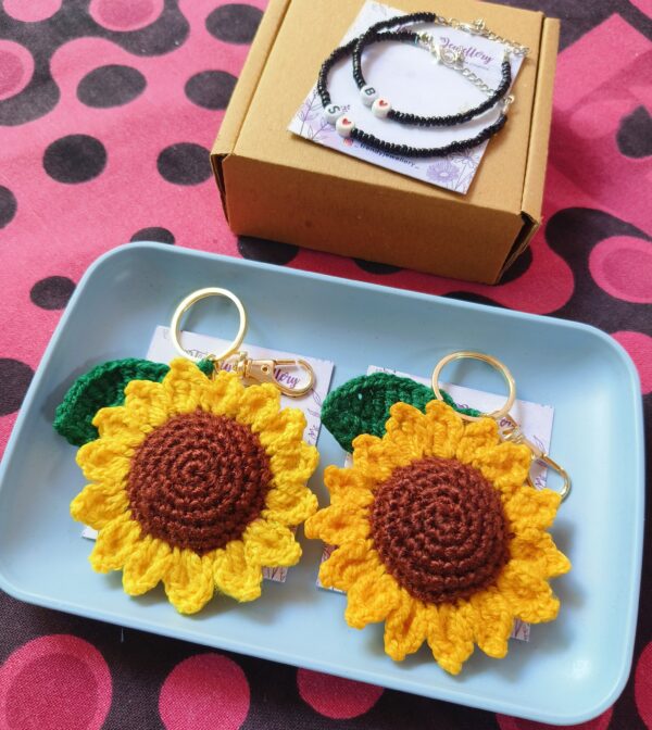 Crochet Sunflower Keychain/ Bag Charm - Image 2
