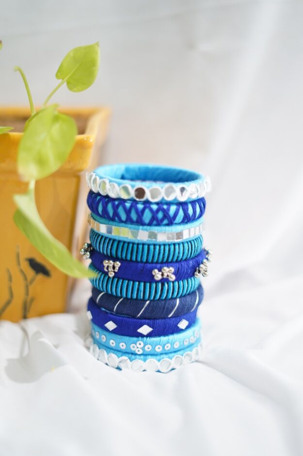 Mirror Work Bangles - Handcrafted Cotton Thread (10 Bangles)
